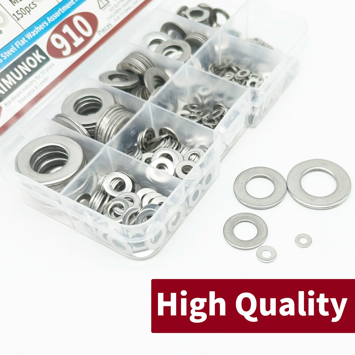 910/200pcs 304 Stainless Steel Flat Washers Assortment Kit (M2 M2.5 M3 M4 M5 M6 M8 M10 M12) Suitable for Home Decoration